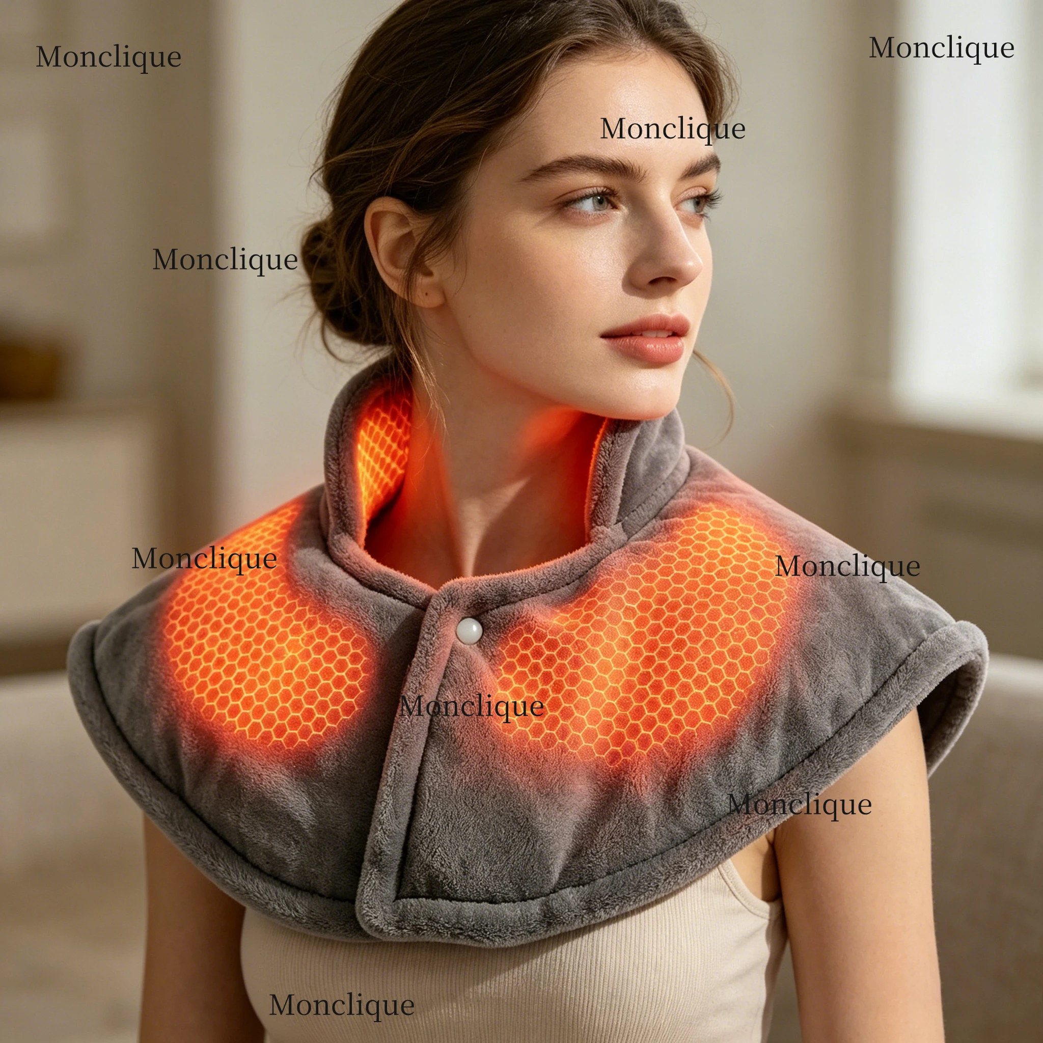 Electric Hot Compress Shoulder Neck Pad Back Warm Shawl Level 9 Temperature 4-speed Timing Relax Portable Neck Protective Gear