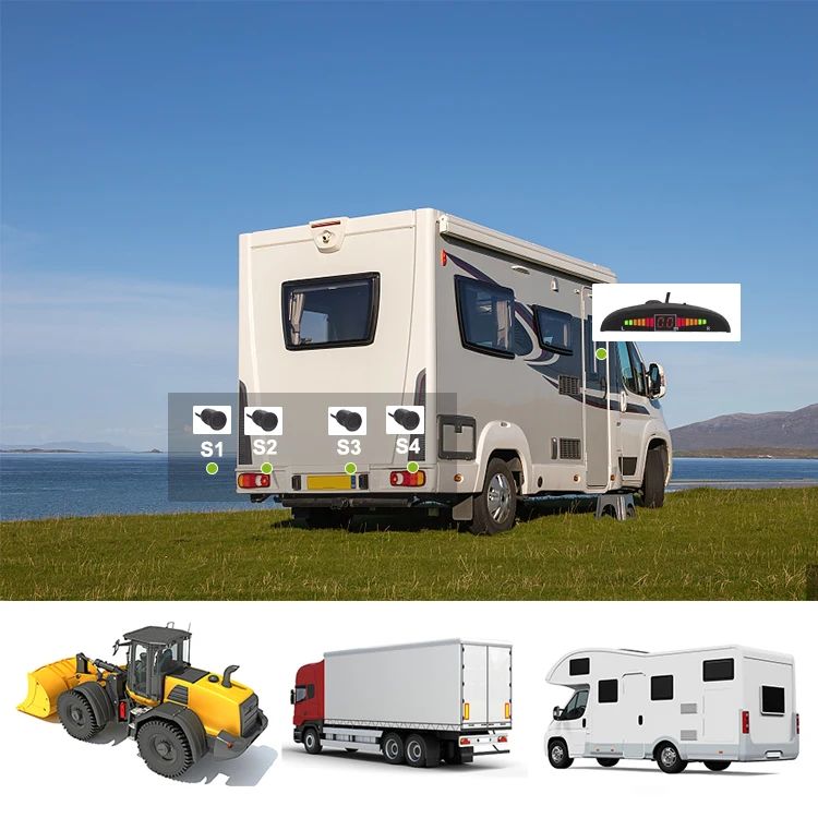 تخصيص اللون LED عرض مجموعة أجهزة استشعار وقوف السيارات مقاوم للماء عكس الاستشعار تيار مستمر 12-32 فولت تجنب الاصطدام الرادار للسيارات RVs