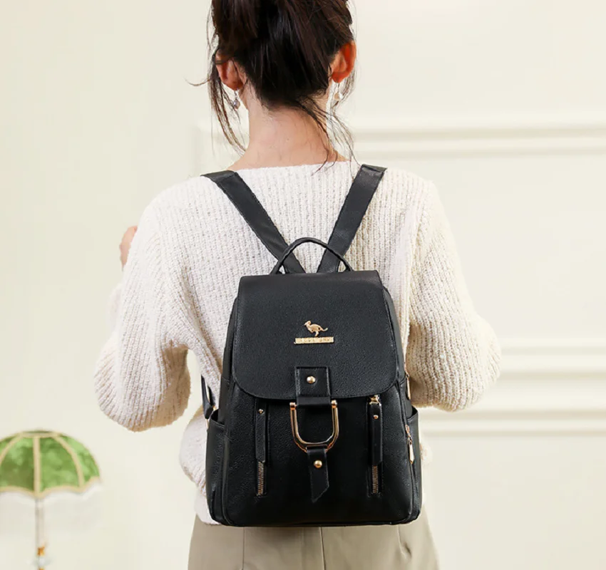 2025 Hot Sale New Fashion Design Women Backpacks Soft Pu Leather High Capacity Shoulder Bags School Bag Casual Travel Backpack