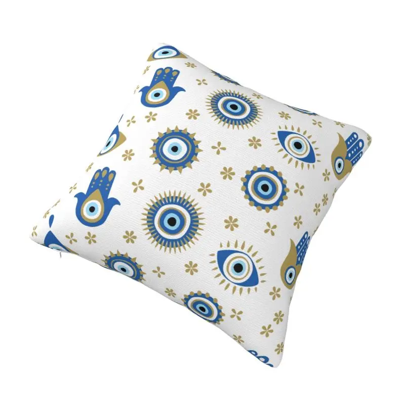 Custom Luxury Nazar Turkey Evil Eye Symbol Pattern Amulet Cushion Cover 45x45cm Soft Pillow Case for Sofa Square Pillowcase