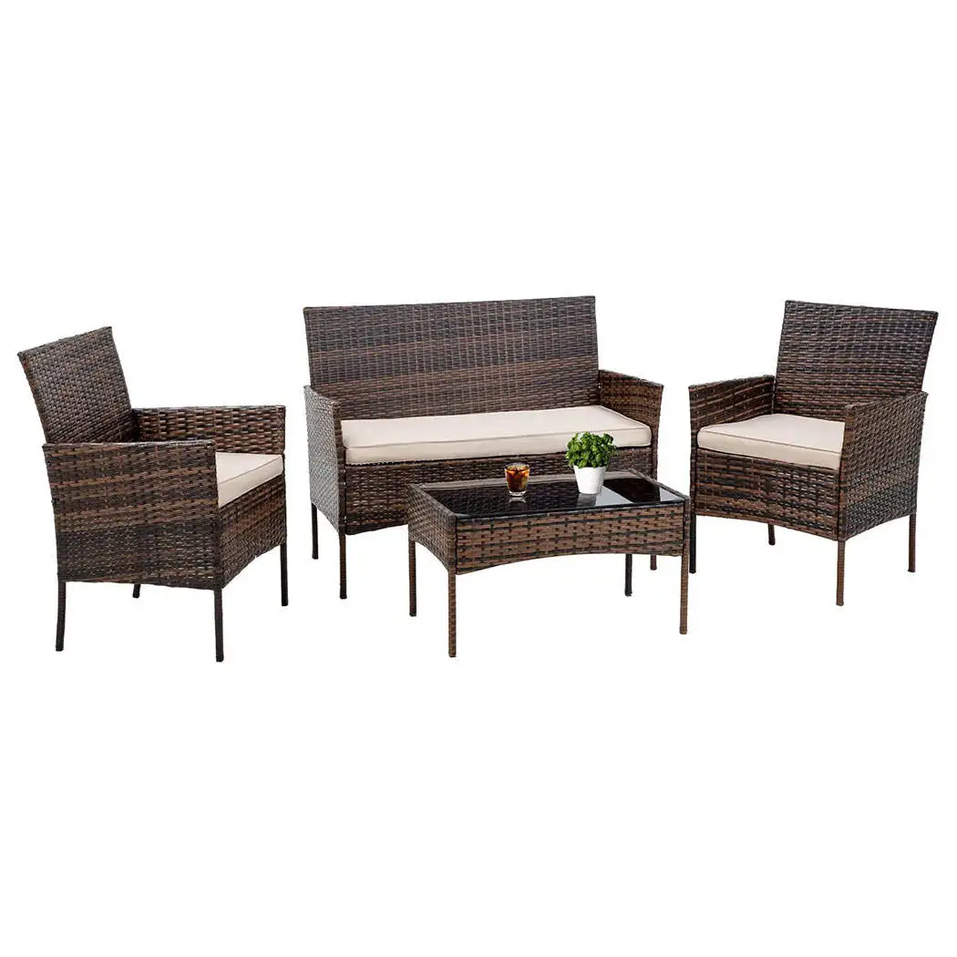 Popular Wicker with Cushion Garden Furniture Sofa PE Rattan Chair for Outdoor