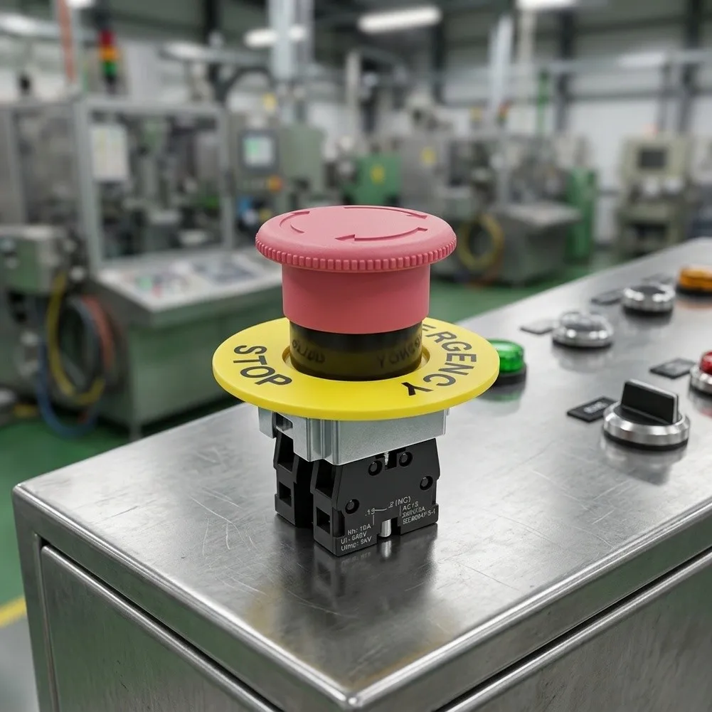 Self Locking Push Button Switch 2pcs IP65 Rated with 1 Normally Open 1 Normally Closed Contact for Control Panel Integration