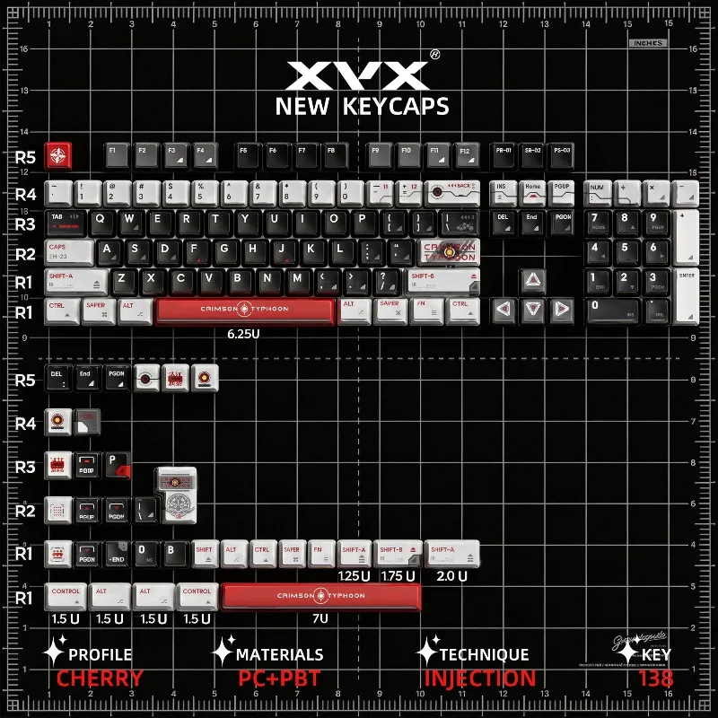 Blazing Storm Artisan Translucent Keycap Set 138-key PBT Material Sublimation Magnetic Axis Mechanical Keyboard Customized Caps