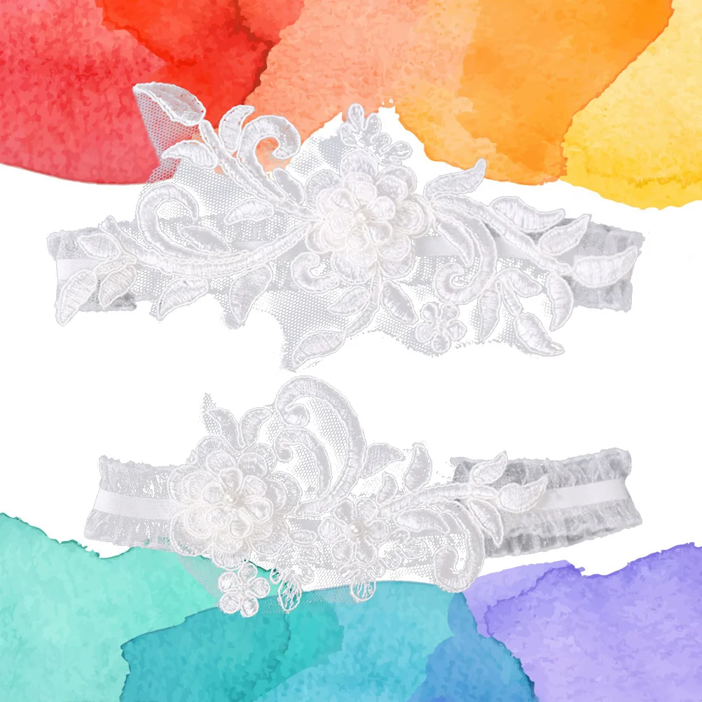 1 قطعة الزفاف العروس الرباط قابل للتعديل الدانتيل اللؤلؤ مزين لحفل الزفاف حفلة موسيقية هدية الأبيض 16-23 بوصة محيط الفخذ