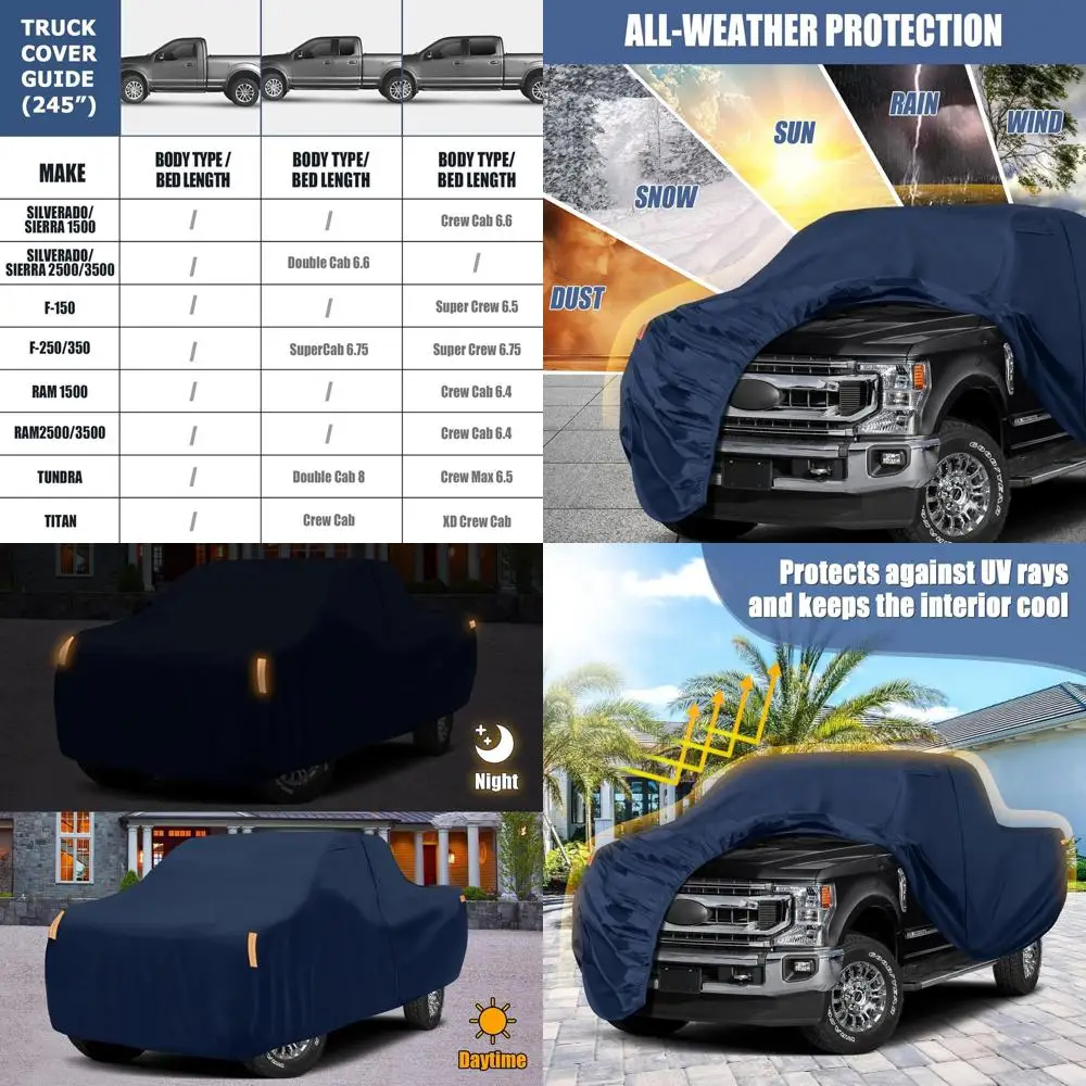 

Прочное полиэстеровое покрытие для грузовиков с дверцей на молнии для пикапов с кабиной Crew Cab длиной 6,5 футов, водонепроницаемая защита от снега, дождя и пыли