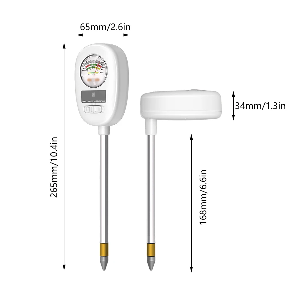 Valore del PH del suolo misuratore di nutrienti umido leggero per la coltivazione delle piante strumenti per il giardinaggio strumento di misurazione per piante in vaso da interno 4 in1