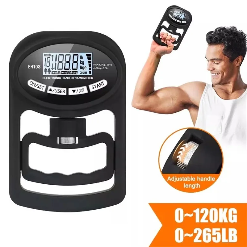 

Тестер прочности захвата 120 кг 180 кг цифровой ручной динамометр измеритель силы захвата USB ЖК-экран ручка для силовых тренировок спорт