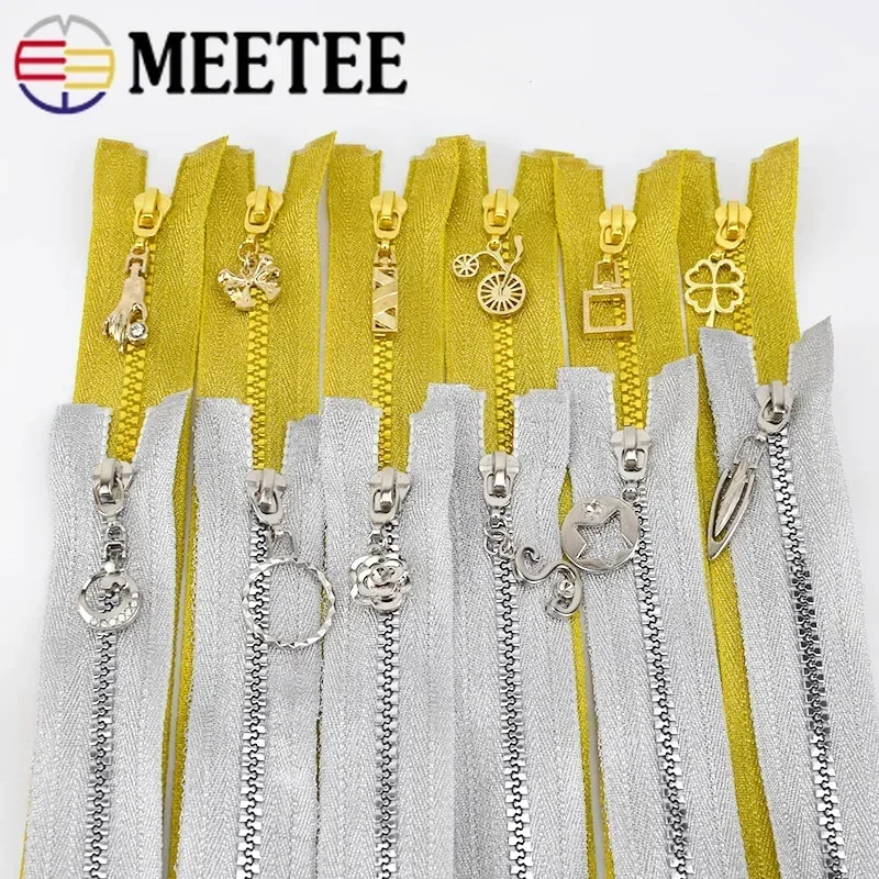 2/5Pcs Meetee 60cm 5# Gold Silver Open-end Resin Zipper for Sewing Coat Down Jacket Bag Zippers DIY Tailor Accessories ZA407