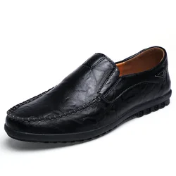 Men Casual Shoes Genuine Leather  Luxury Brand 2023 Mens  Moccasins Breathable Slip on Black Driving Shoes Plus Size 37-47