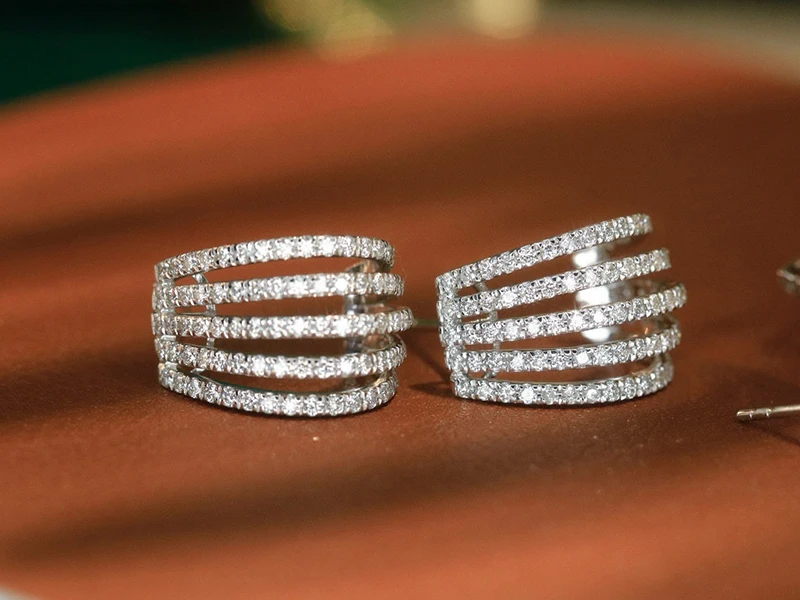 LUOWEND 100% 18K White Gold Earrings Woman Luxury Classic Style 1.16carat Real Natural Diamond Stud Earrings High Party Jewelry