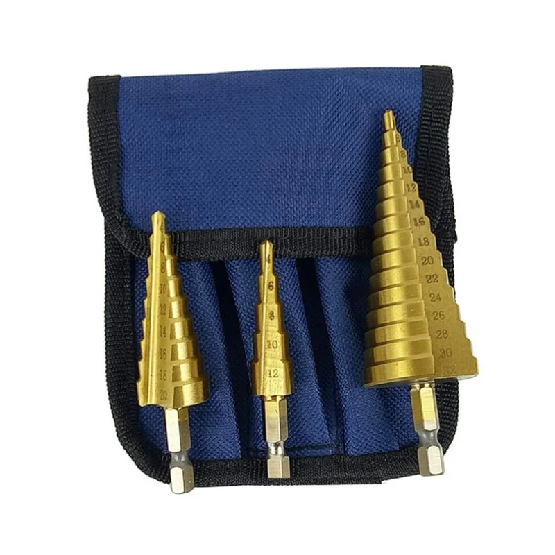 3PCS Hexagonal Handle Step Drill Big Export Pagoda Drill Double Bubble Step Drill Reamer Step Drill