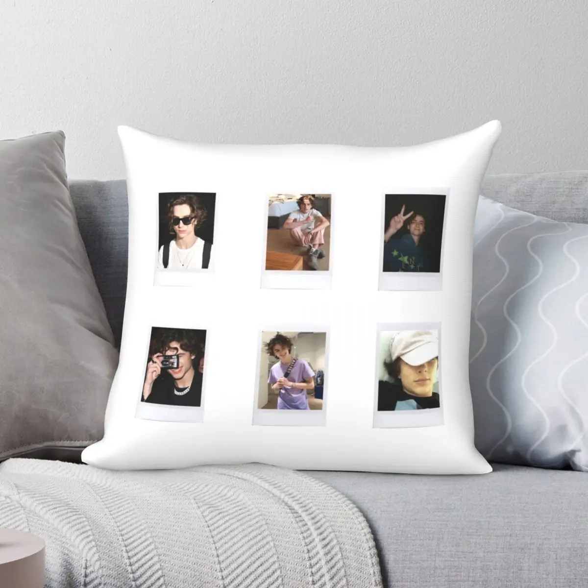 Timothee Chalamet Polaroid Square Pillowcase Polyester Linen Velvet Creative Zip Decor Pillow Case Room Cushion Case