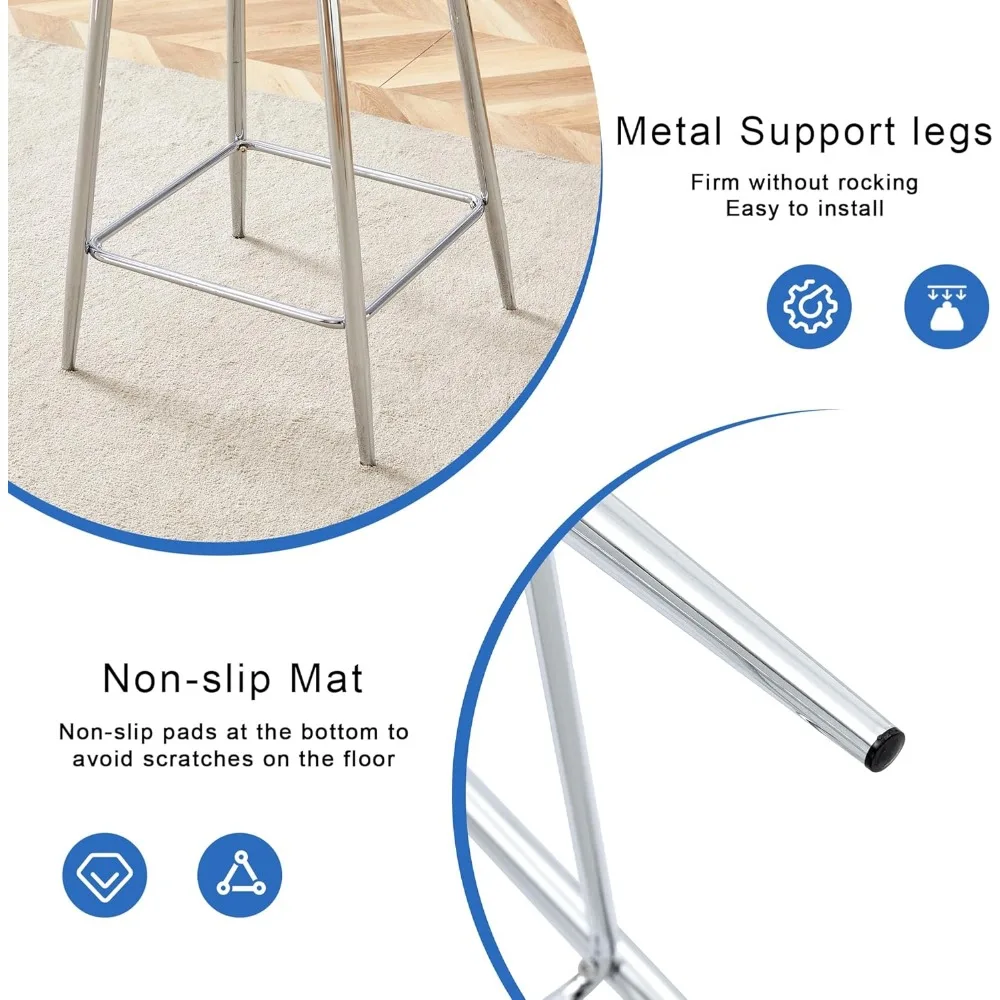 Counter Height Bar Stools Set of 2, Clear Bar Stools for Kitchen Island Set of 2, Transparent Acrylic Barstools with Metal Brack
