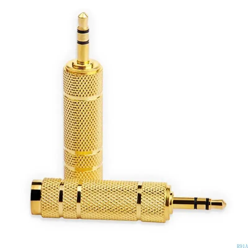 R91A Stereo Adapter 1/8inch to 1/4inch Audios Adapter for Headphones and Microphones