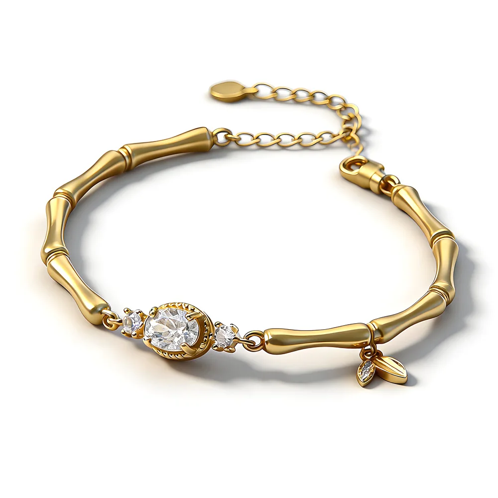

1ct oval mozzarella diamond joint bracelet women's S925 sterling silver electroplated 18k yellow gold bracelet fashion sense