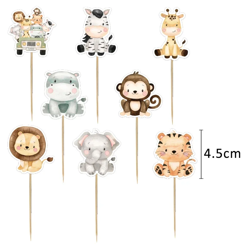 1set Wild Animal Disposable Tableware Paper Hanging Banner Tags for Kids Jungle Safari Forest Birthday Party Decoration Supply