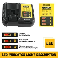 DCB112 2A Lithium Battery Charger For Dewalt 10.8V 12V 14.4V 18V 20V DCB206 DCB205 DCB204 DCB203 DCB120,DCB107 DCB115 DCB105