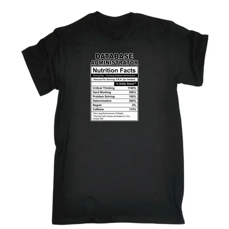 

Database Administrator Nutrition Facts Mens Funny Novelty T Shirt