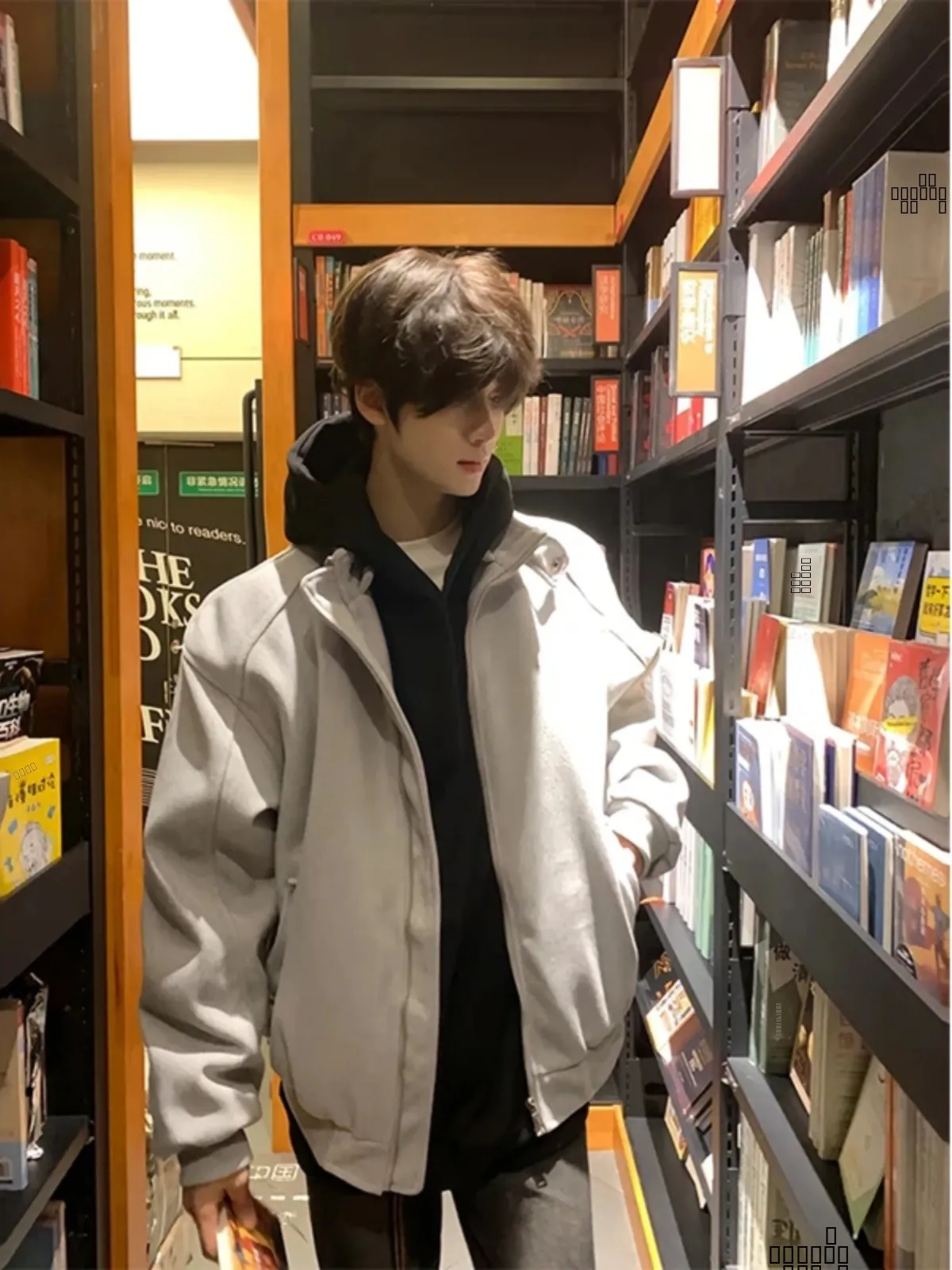 

ort Woolen Baseball Jaet Men's Spring Autumn American Sle Cotton Coat Outerwear Cool Stand Collar Thiened Polyester