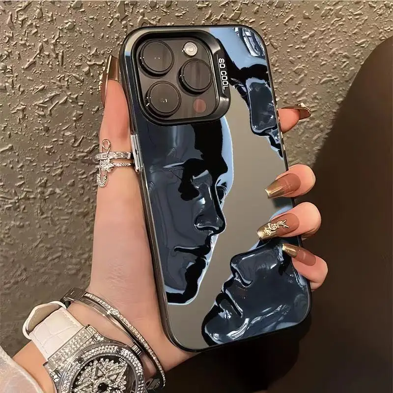 

Vintage Art Statue Phone Case For IPhone 15 ProMax 11 12 13 14 Pro Max X XR XSMax 7/8 15 Plus Laser Plated Silicone Bumper Cover