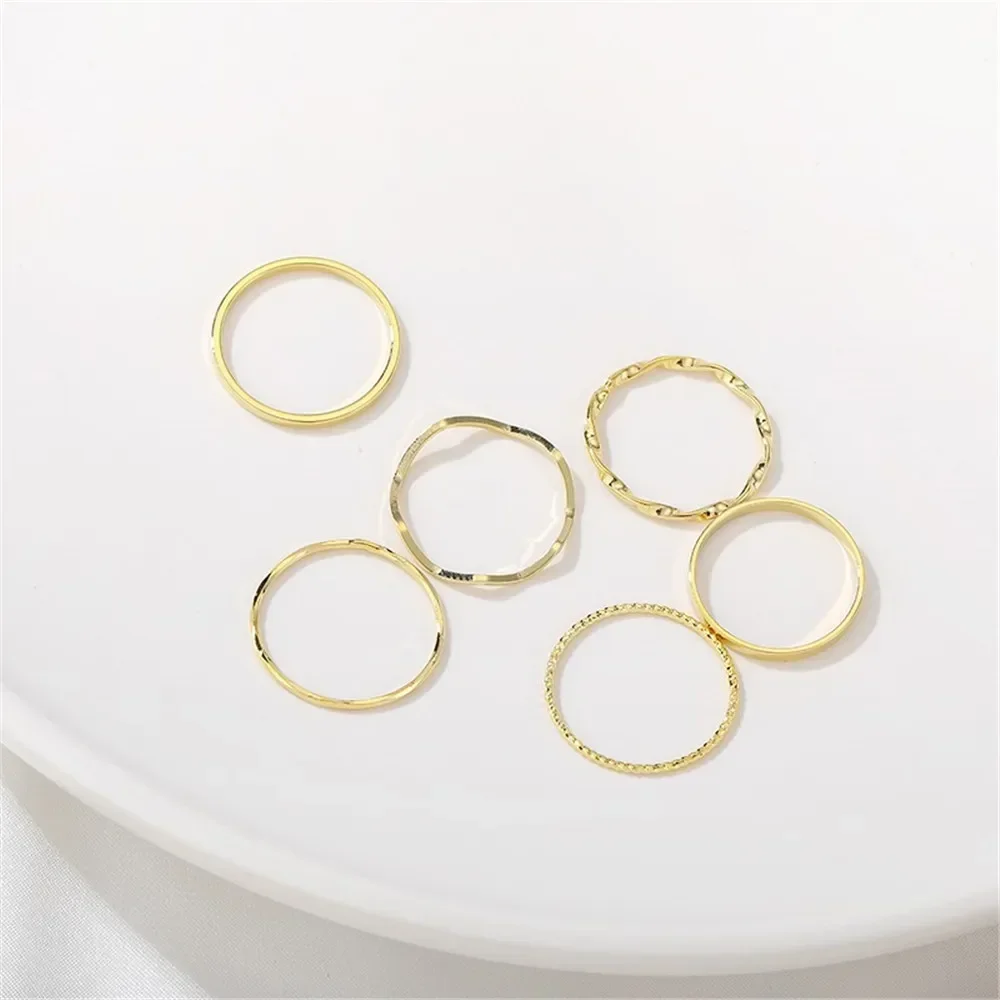14K Gold Flower Wave Ring Ring Handmade Diy Hand Ring Jewelry Material Accessories Q003