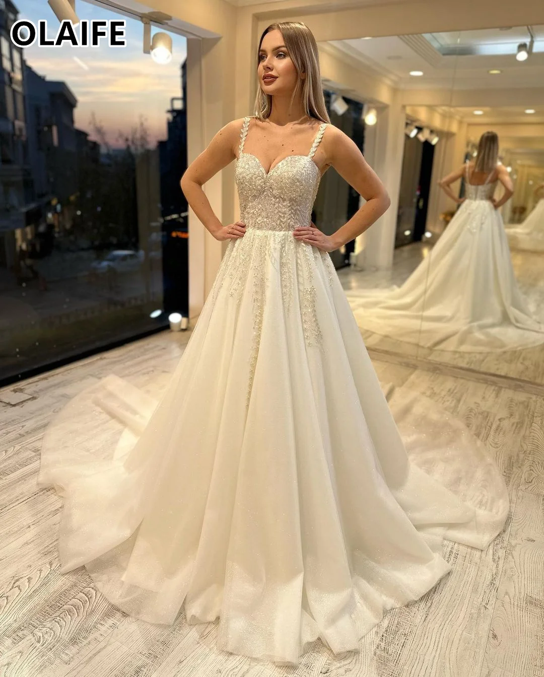 Spaghetti Straps Wedding Dresses Elegant Sweetheart Bridal Gowns for Wedding свадебное платье Elegant vestidos de novia 웨딩드레스