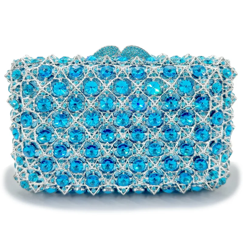

New Woman Bling Gems Evening Clutch Bags Lady Gold/Purple/Blue Diamonds Party Handbag Wedding Bag Bridal Handbags Crystals Purse
