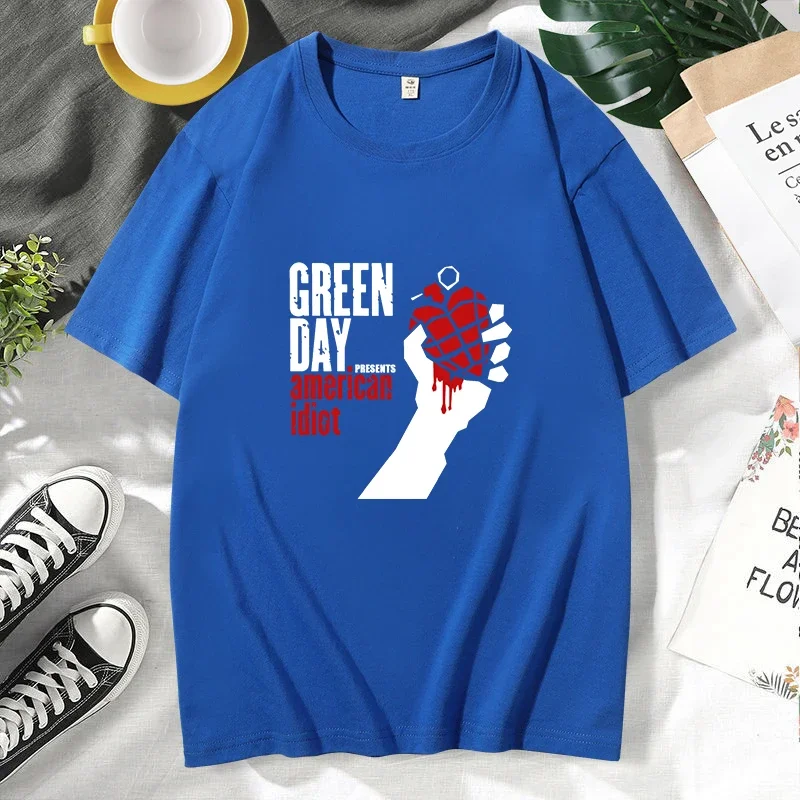 100% Cotton Men GREEN DAY Printed T-shirts 2024 Summer Women Oversized T-shirts Novelty Funny Streetwear Summer Comfortable Tee