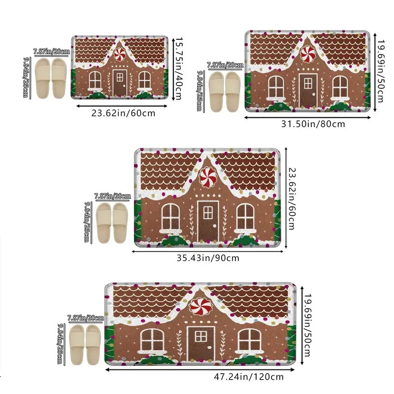 VIKAMA عيد الميلاد الزنجبيل منزل ممسحة لينة ومريحة وممتصة للصوت مدخل قاعة ممسحة المطبخ البساط ديكور المنزل #4