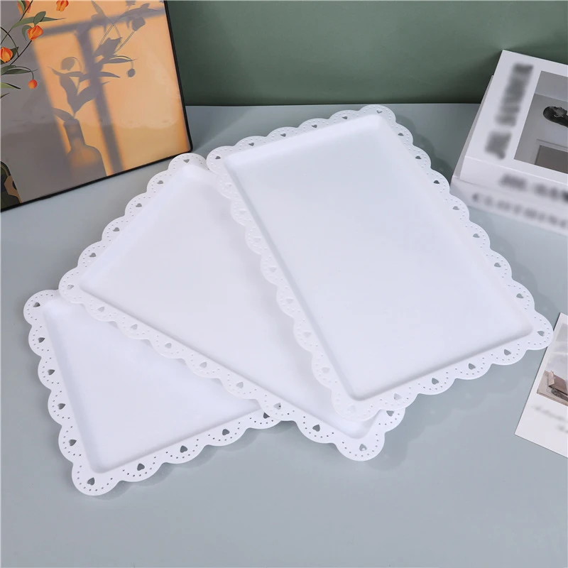 2/4/6pcs Rectangular Dessert Plate PP Material Can Be Reused, Used for Wedding Birthday Party in Kitchen and Restaurant.