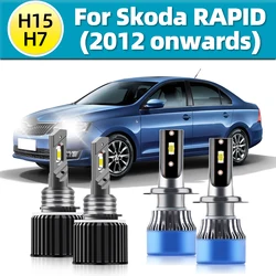 Super Bright CSP Headlight H15 with DRL/ H7 High Low Beam For Skoda RAPID 2012 2013 2014 2015 2016 2017 2018 2019 2020 2021-2024