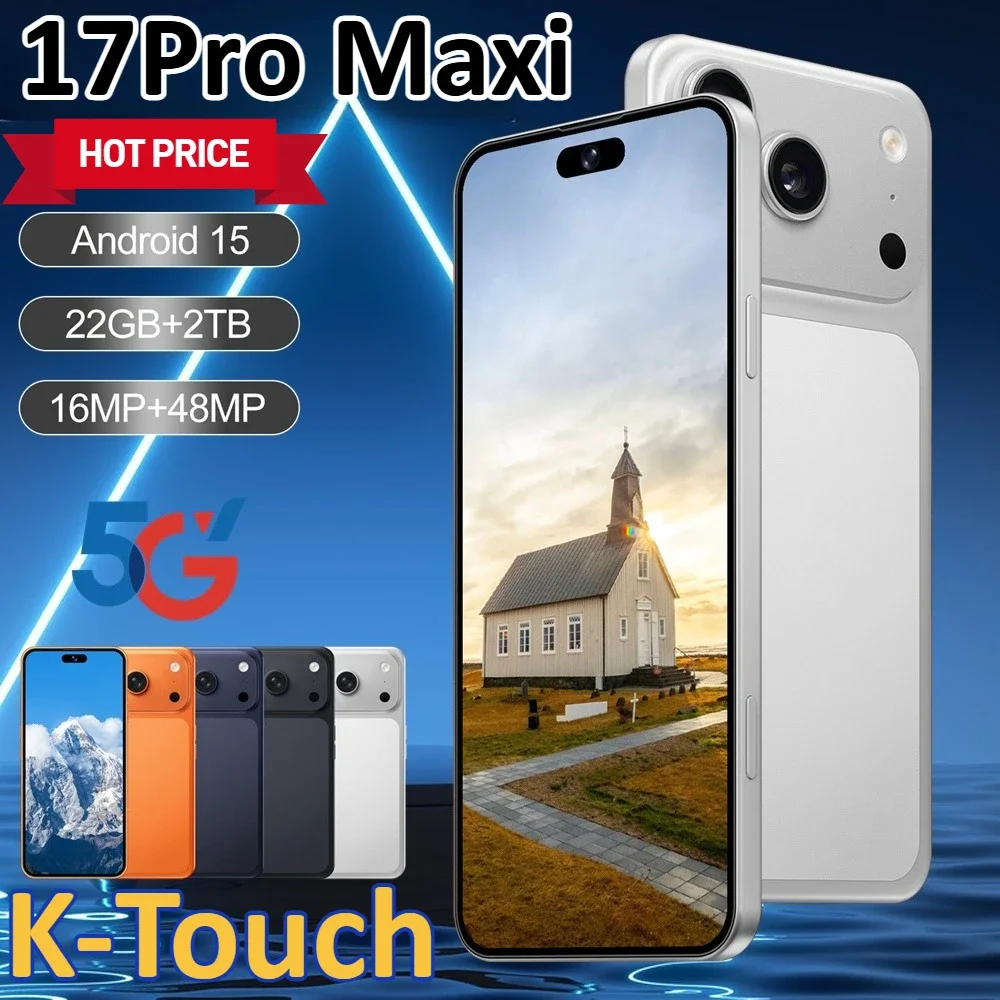 Telefoni Cellulari K-Touch iFone 17 Pro Maxi 7,3 Pollici, Smartphone Android 15, Fotocamera 16+48MP, 5G, Doppia SIM, 7800mAh, Versione Globale, Cellulari per Uomini e Donne