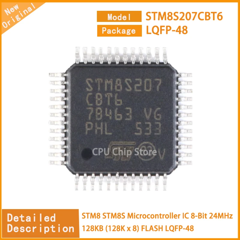 5Pcs/Lot  New Original STM8S207CBT6 STM8S207 STM8 STM8S Microcontroller IC 8-Bit 24MHz 128KB (128K x 8) FLASH LQFP-48