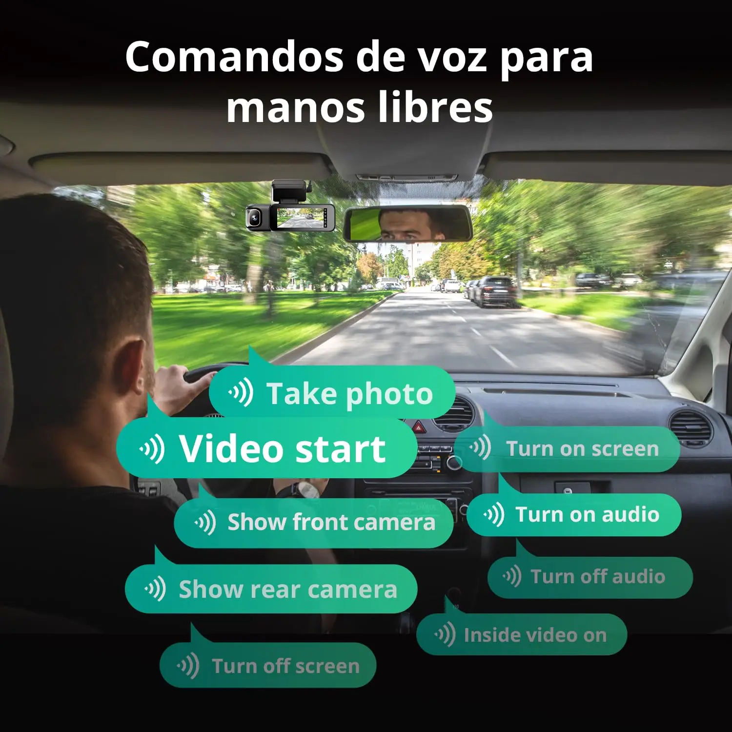 Botslab G980H-3-Canales 4K Dashcam Cámara para salpicadero, cámara para salpicadero Triple con Control por Voz, Pantalla táctil de 3,18 Pulgadas, Modo de estacionamiento 24/7, Tarjeta 128 GB incluida