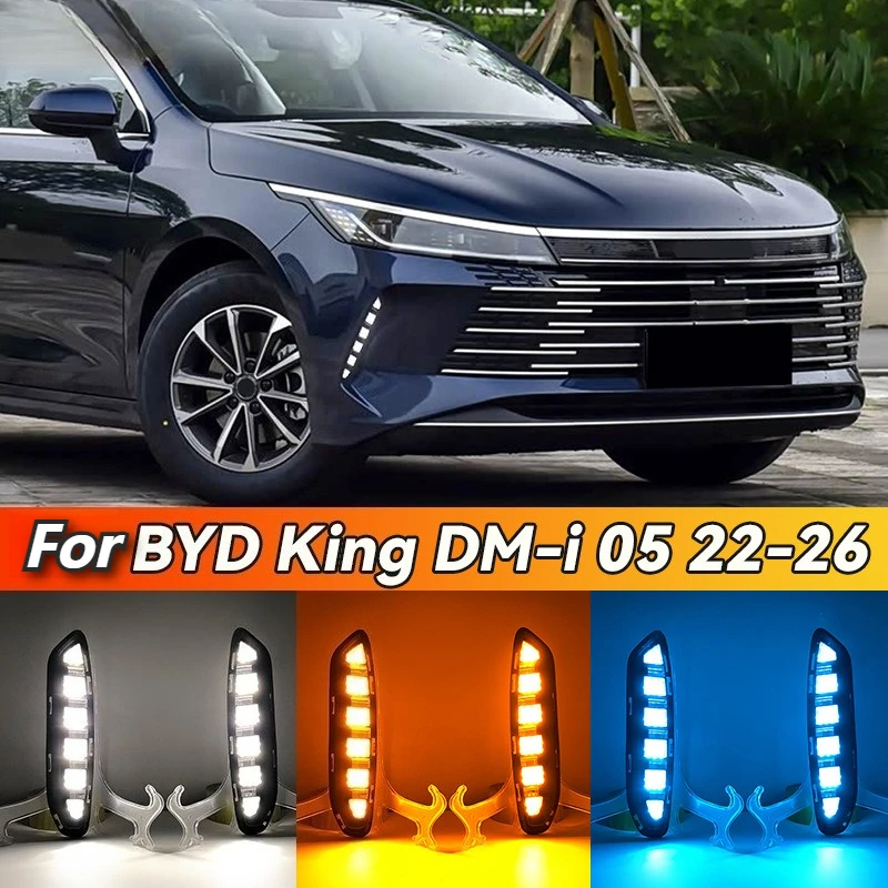 

DRL For BYD Destroyer 05 King DM-i 05 2022-2026 Car Led Day Running Lights Dynamic Turn Signal Front Fog Lamp Modified Daylights