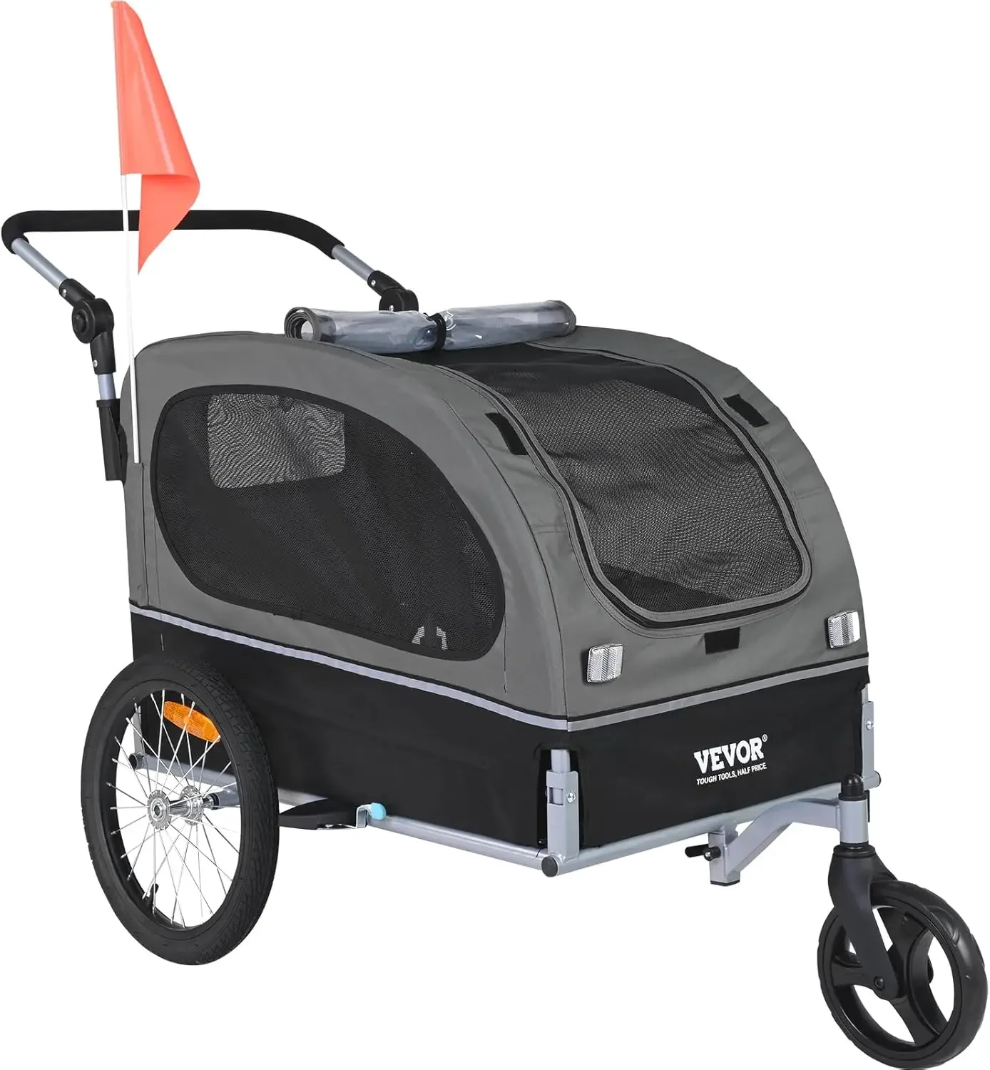 Remorque de vélo pour chien, prend en charge jusqu'à 88 lb, chariot de poussette 2 en 1 pour animaux de compagnie, porte-vélo