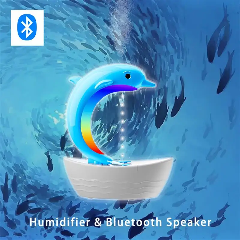 

Hogar Dolphin Anti Gravity Water Droplet Humidifier Bluetooth Speaker, Light Tone Humidifier, Colorful lights, -for Home Deco, G