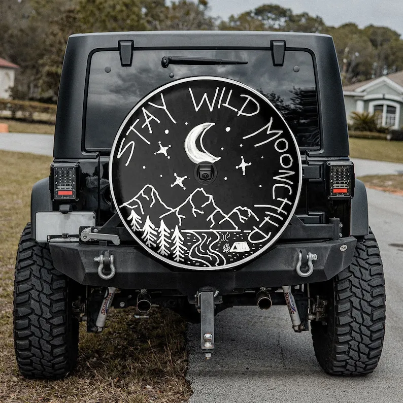 Stay Wild Moon Child Spare Tire Cover Camper, Gift For Father, Camper Truck, Personalized Spare Tire Cover, Gift For Car Lover