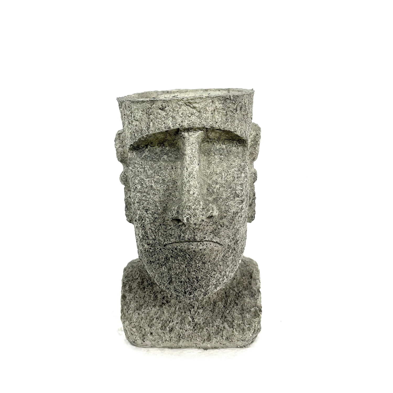 Artistic Plant Container Vintage for sculpture Gray Abstract Face Pot Resin Construction Lifelike Facial Expression