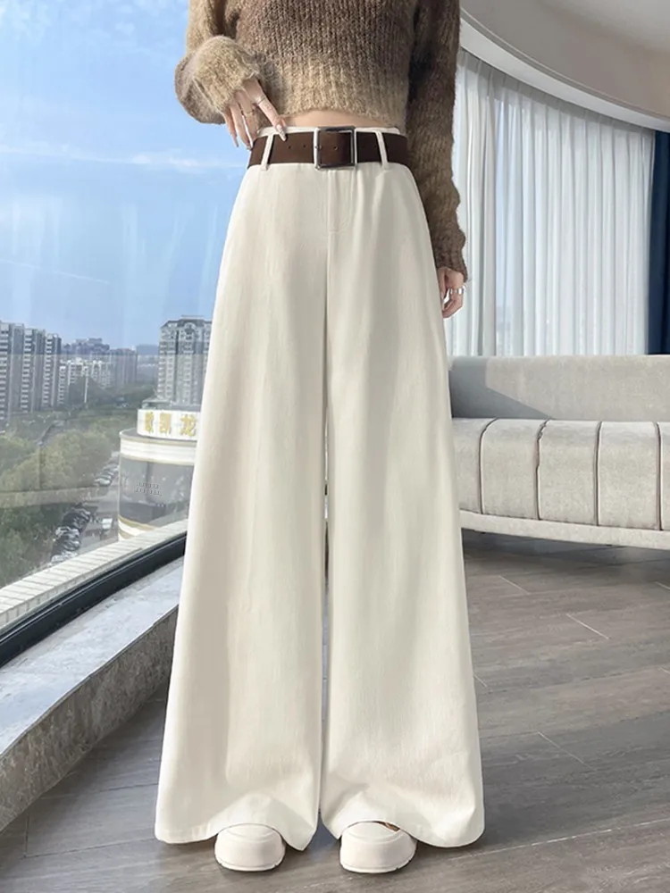 High Waist Drapey Straight Leg Wide Leg Pants Women's Casual Trousers Autumn Winter New Sle Slimming Look Faion Sensation