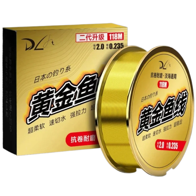 

Strong Golden Main Line Nylon Fishing Line High Tensile Strength Ultra-soft Wear-resistant Fluorocarbon Coating Nylon Fish Line