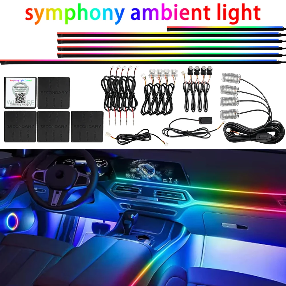 KALADA Luz LED RGB 64 Cores para Carro
