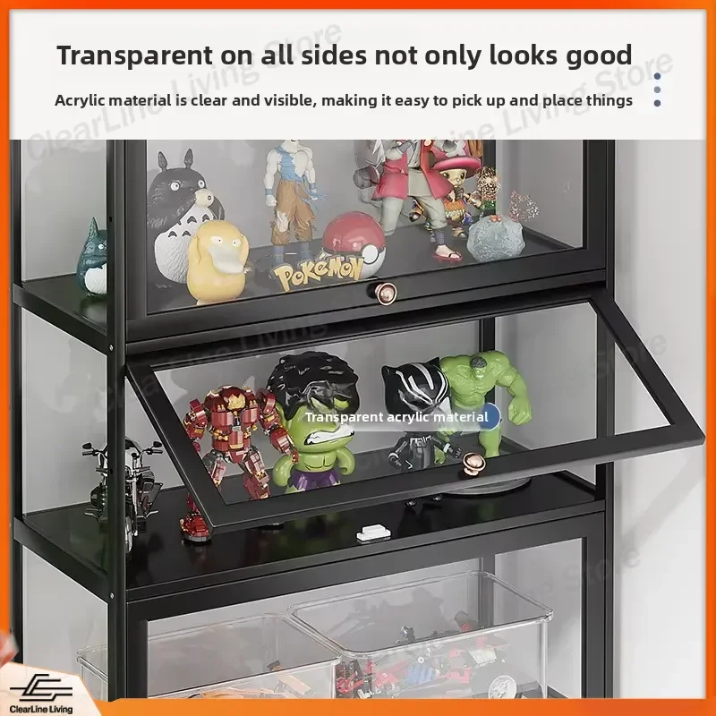Modern Multi Layer Toy Book Storage Cabinet Transparent Children Bookshelf Home Bedroom Display Rack Kids Organizer Furniture