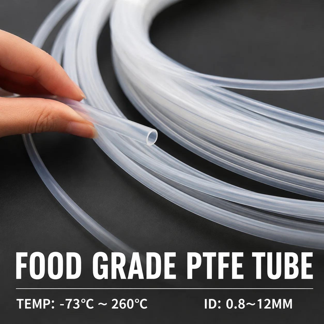 Clear PTFE Tube ID0.8‑12 Insulated Hose Rigid Conduit High Temp Chemical & Corrosion Resistant Non‑Stick PTFE Insulated Tubing