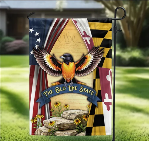 Bandera de Oriole Bird de Maryland Baltimore, Bandera de Jardín The Old Line State, Bandera para Casa OOV IIC