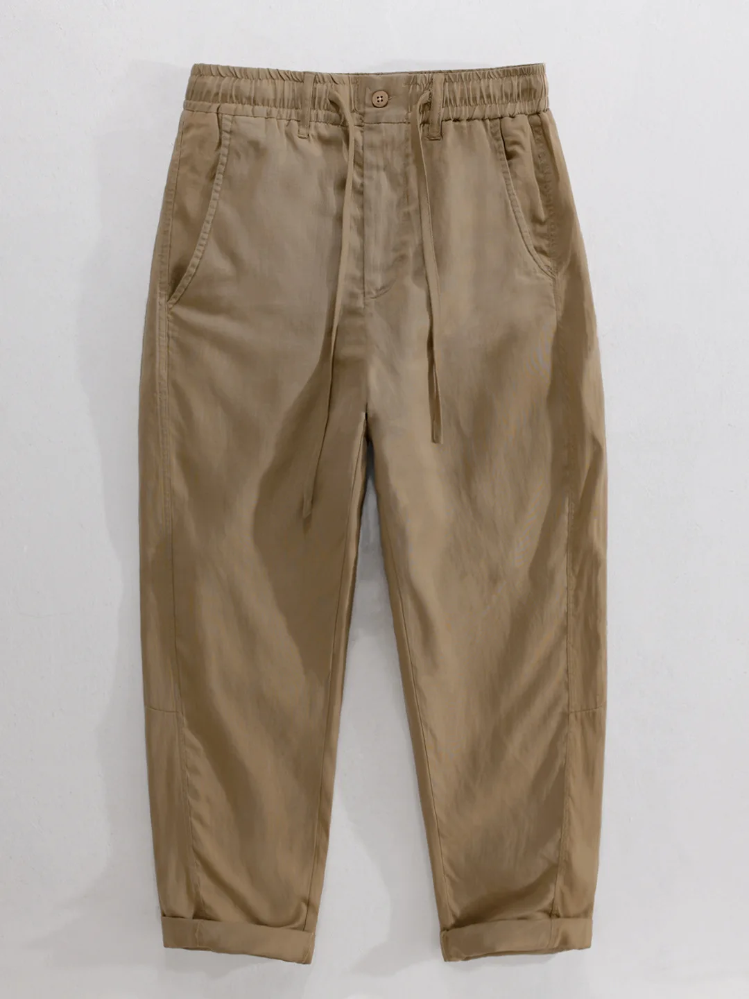 

Мужские повседневные льняные брюки прямого кроя, новинка весеннего сезона, с эластичным поясом на шнурке, дышащие, свободного кроя, для отдыха