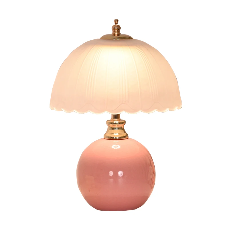 Modern Ceramic Glass Desktop Book Lamp Bedroom Bedside Table Lamp Light Luxury Atmosphere Children\'s Room Princess Table Lamp