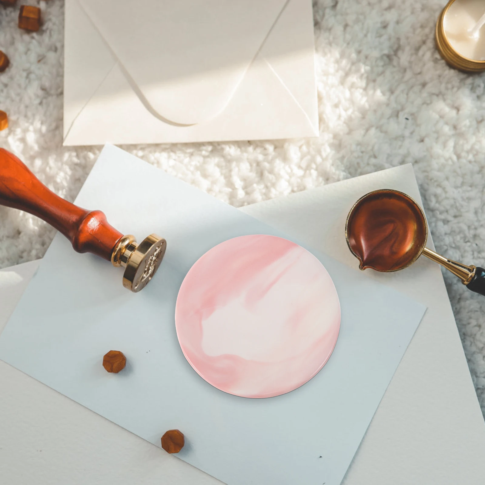 

3Pcs Heat Resistant Ceramic Seal Wax Pad Marble Pattern Multi-Functional Backing Board Stamp Seal Wax Plate Mat Home Office