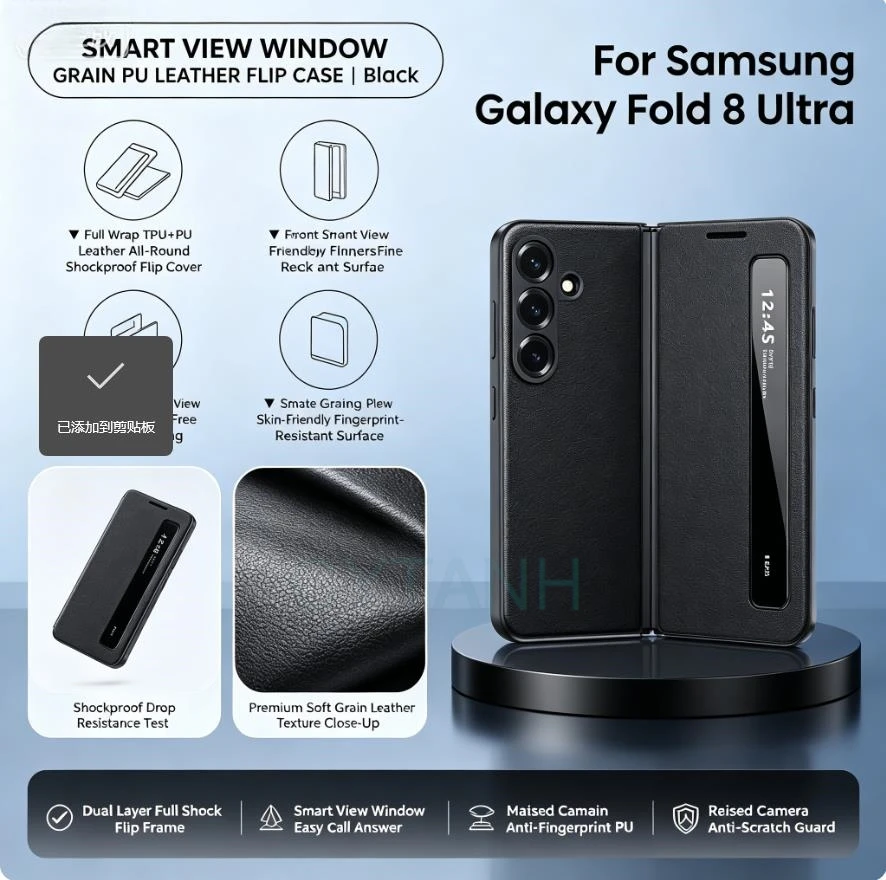Original Smart Leather Case For Samsung Galaxy Z Fold 8 Ultra 7 6 5 4 3 Business Window View Touch Display Flip Anti-drop Cover