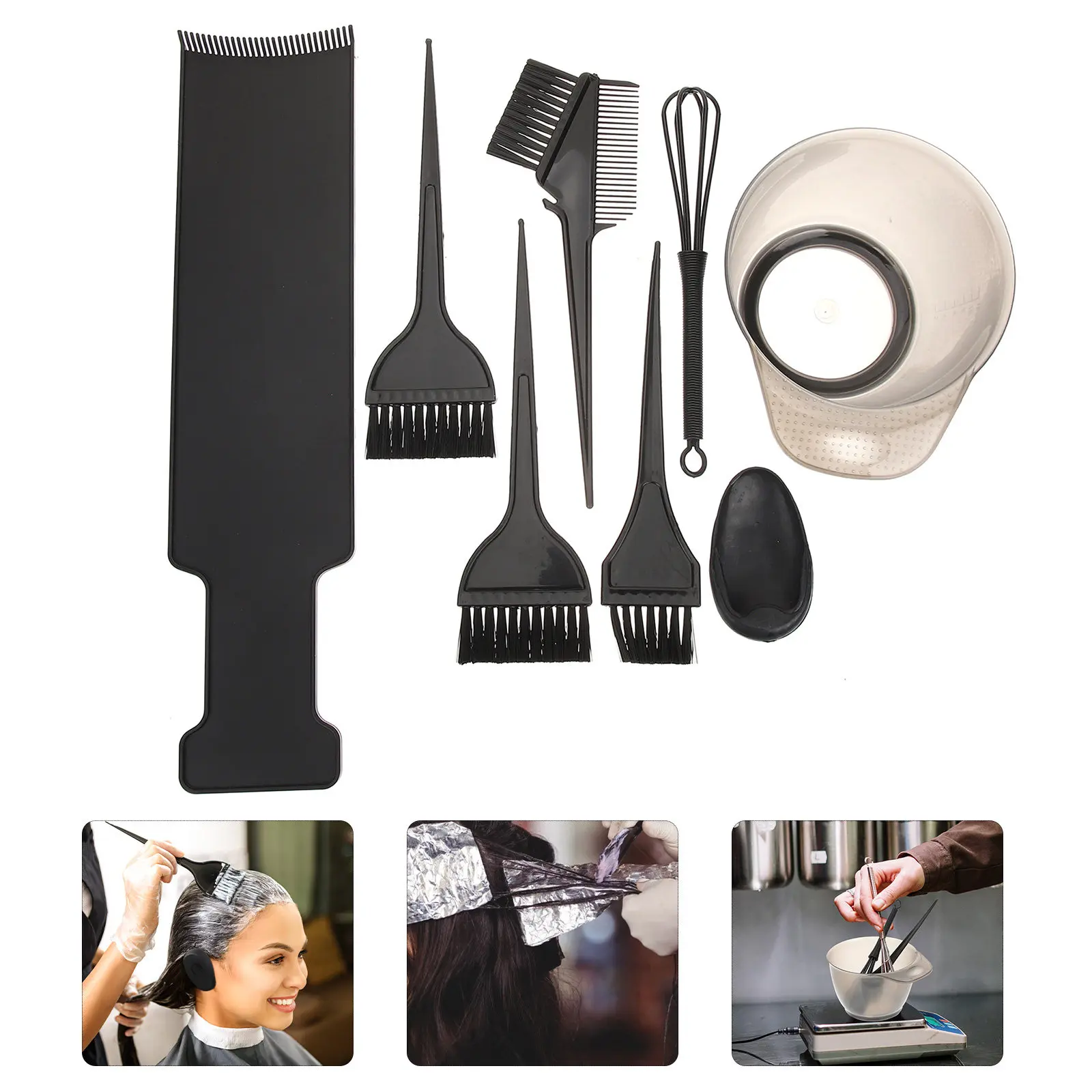 

1Set Hair Dye Panel Kit Premium Hair Coloring Tools with Brush Comb Mixing Spoon for Salon DIY Root Touch-Up Portable Dyeing